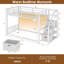 Lit superposé simple au-dessus de simple avec escalier de rangement, structure de lit superposé en métal avec lumière DEL et station de charge-129703911