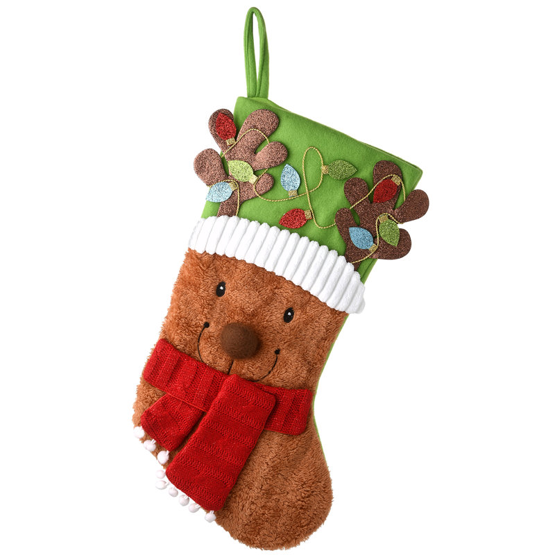 Chaussette de Noël en peluche fantaisie 20 po Be Merry de The Holiday Aisle®
