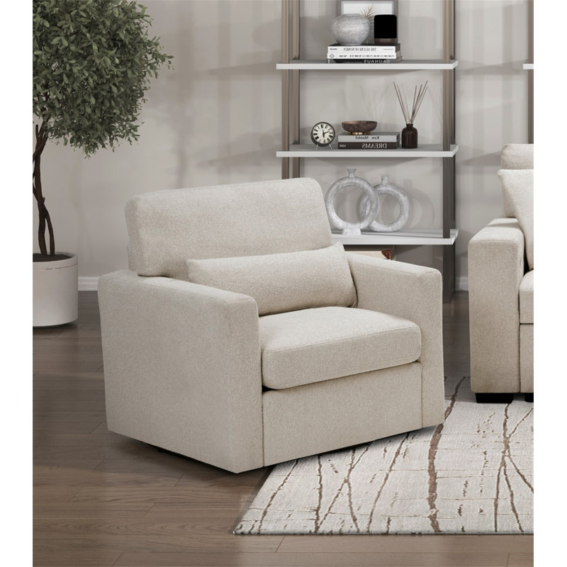 Fauteuil pivotant 1pc avec siège rembourré moelleux beige