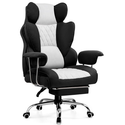 Big And Tall Gaming Chair With Pocket Spring Lumbar Support, Ergonomic Office Chair With Footrest, Executive Desk Chair With Outward Fixed Soft Armres by Inbox Zero
