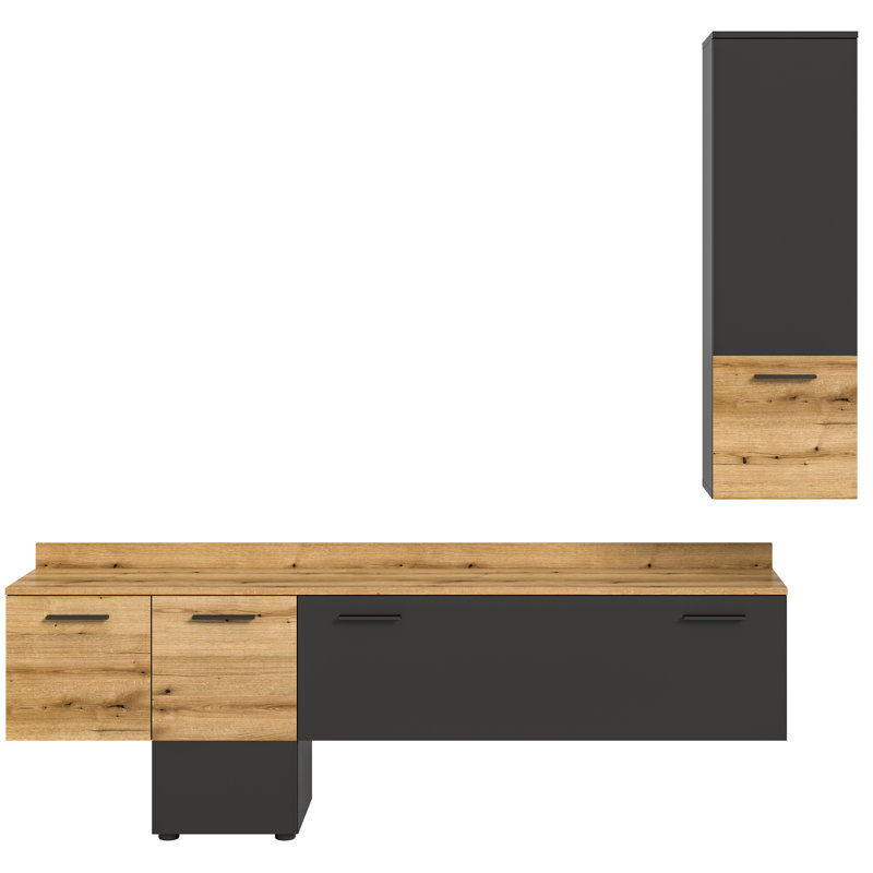 Tollstrup Unfinished Entertainment Center for TVs up to 88", 2 Pieces (1 TV stand, 1 shefl)