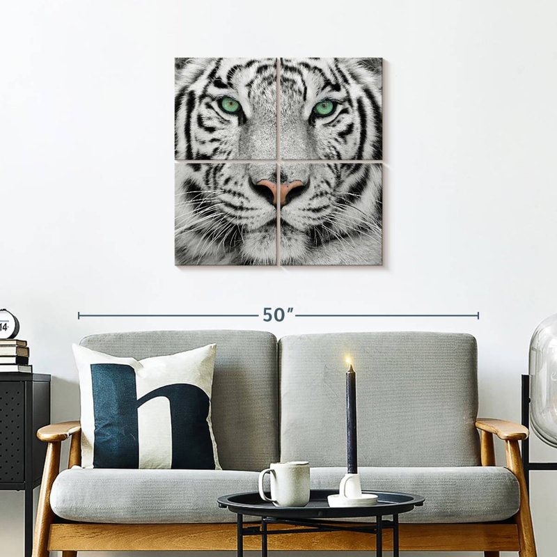 Tigre blanc aux yeux verts Brampt, H 26 po x l 26 po