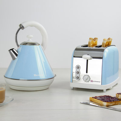 SQ Professional Dainty 1.8L Stainless Steel Electric Kettle and 2 Slice Toaster Set