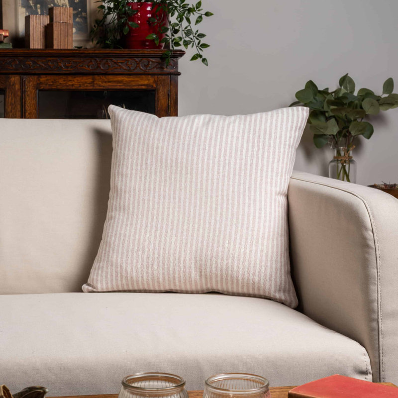 Striped Pink Cushion, 43x43cm, Feather filled