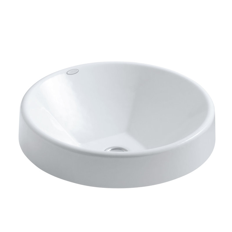 Inscribe Wading Pool Metal Circular Vessel Bathroom Sink, White