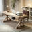 Retro Brown Rectangular Solid Wood Writing Desk-1263693154
