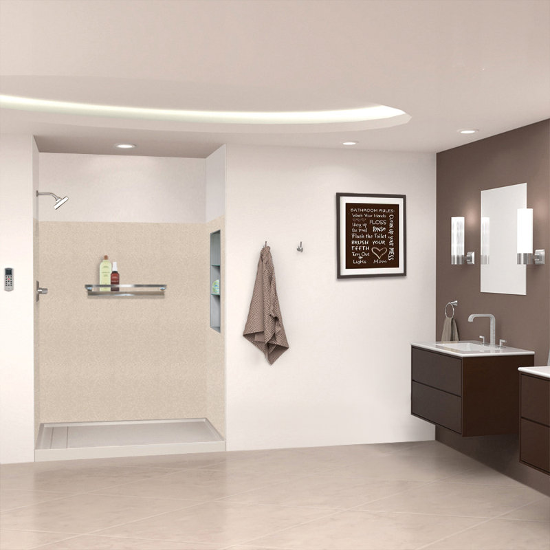 Cashew Velvet 72" x 60" Solid Surface Shower Wall Kit