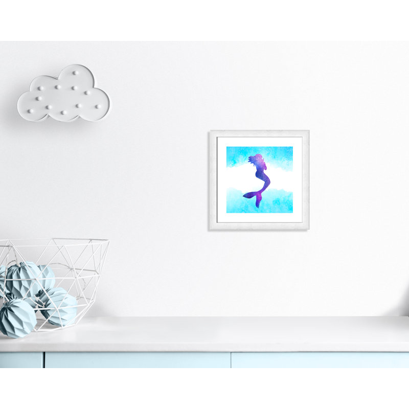 Toujours être un sirène 1, H 18 po x l 18 po x P 0,63 po, Cadre à grain de bois blanc
