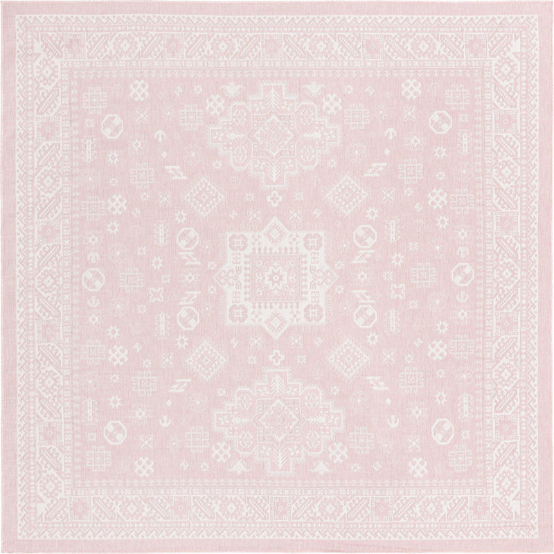 Outdoor Chand Area Rug Pink Color, Square 10'