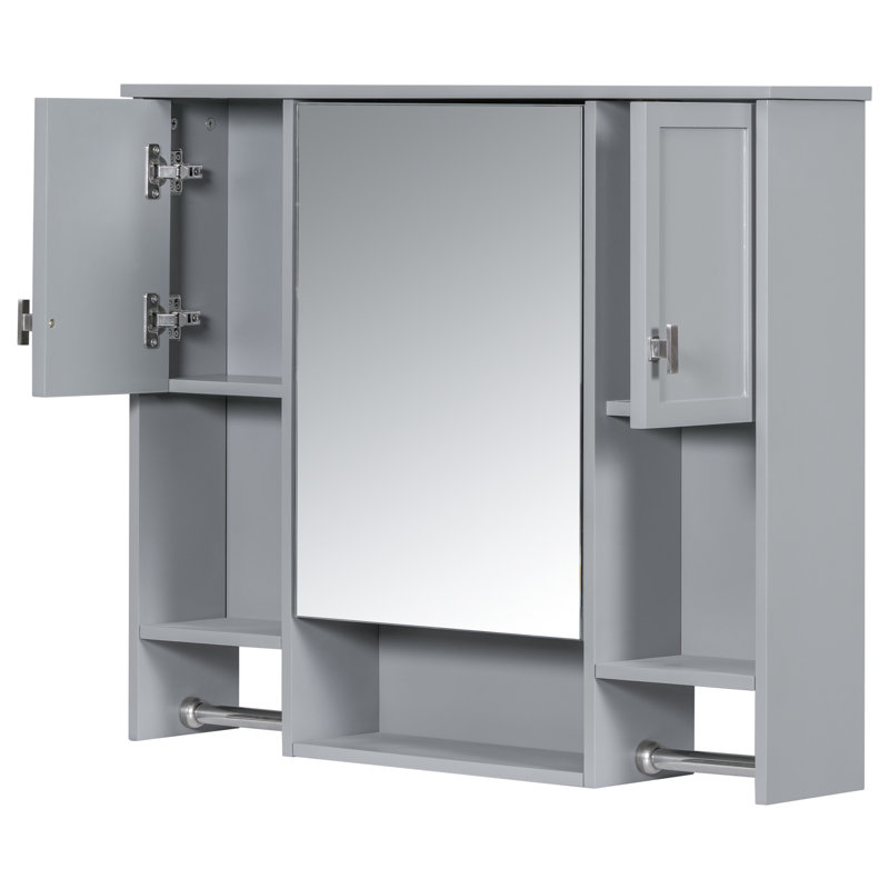 35'' X 28'' Bathroom Wall Cabinet - Concealed Storage Area Grey Mirror & Quality