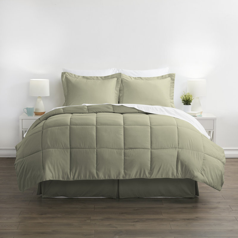 Simply Soft 8 Piece Microfiber Complete Bedding Set, California King + 7 Pieces Included, Sage