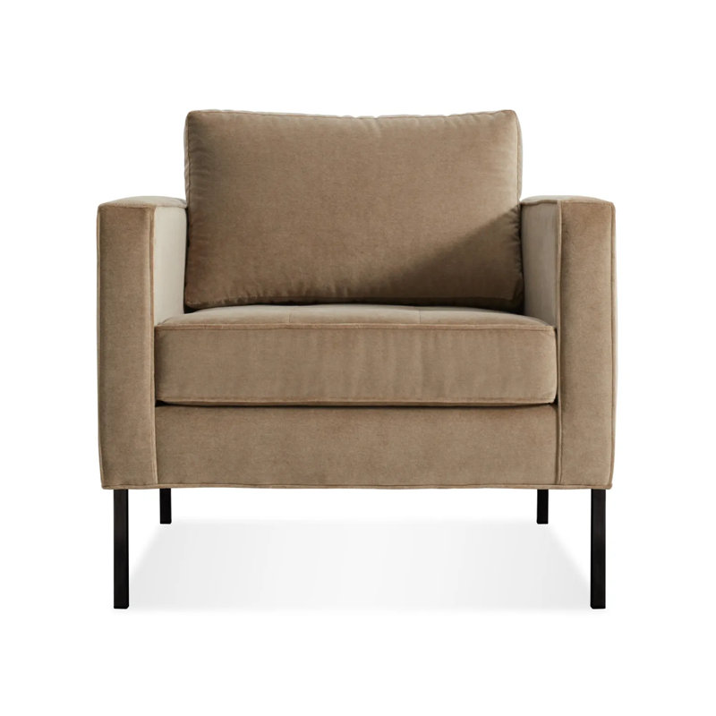 Paramount Tufted Armchair, Black, Otter Velvet Polyester Blend