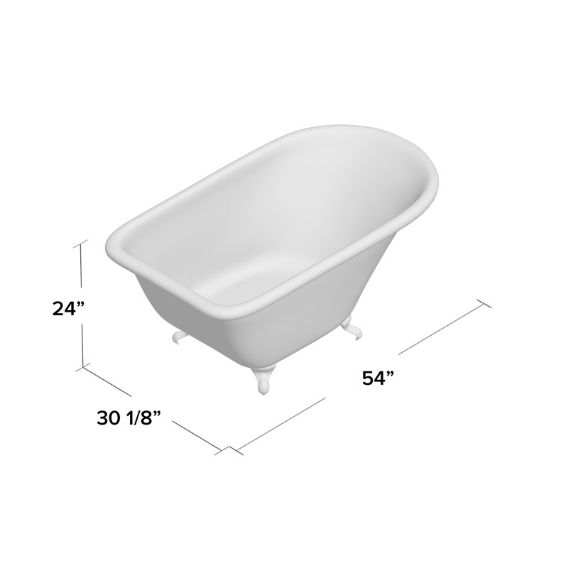Kingston Brass Aqua Eden 54-Inch Cast Iron Oval Rectangular Roll Top Clawfoot Tub (3-3/8-Inch Wall Drillings), Brushed Nickel