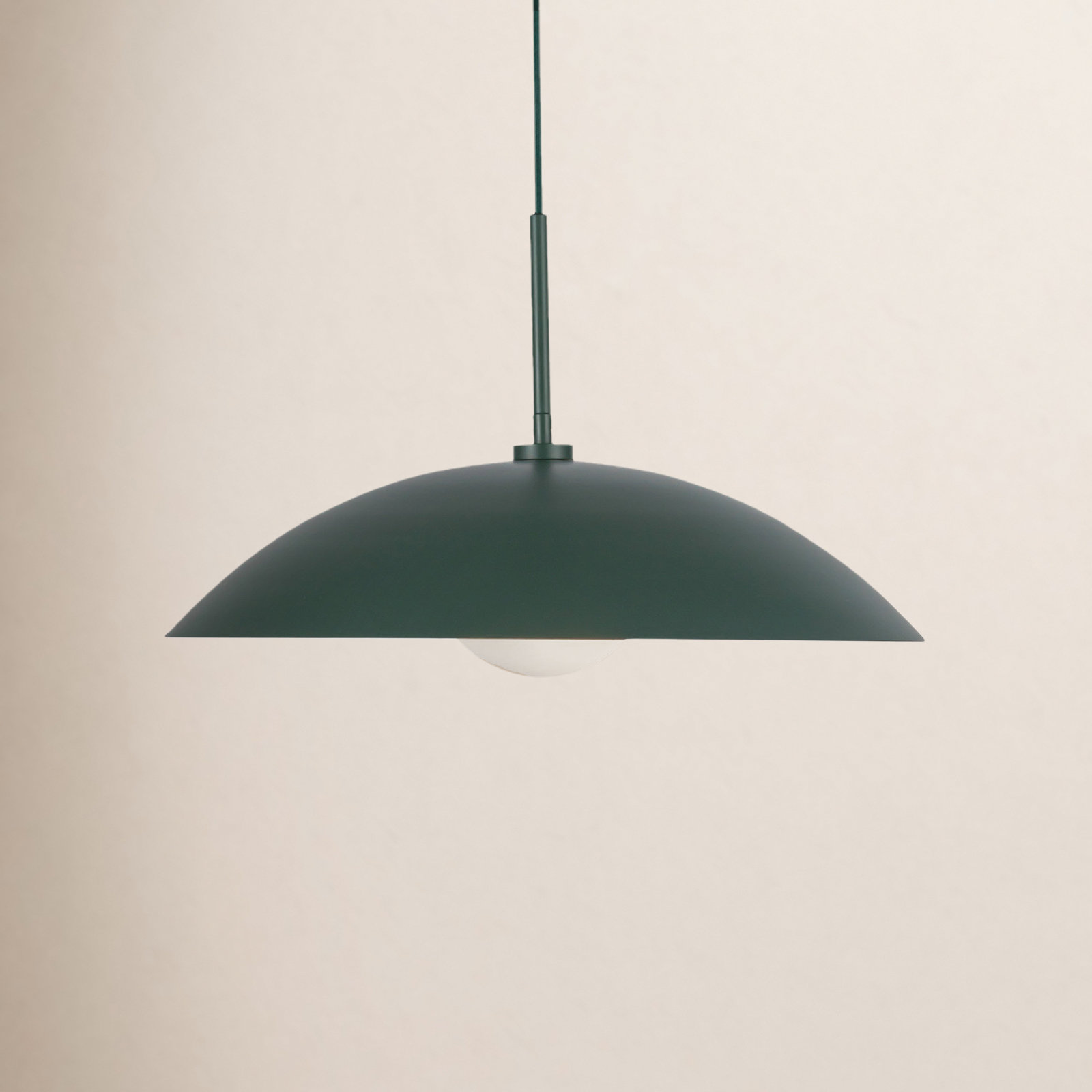 Huxley Single Light Steel Dimmable Pendant, Green
