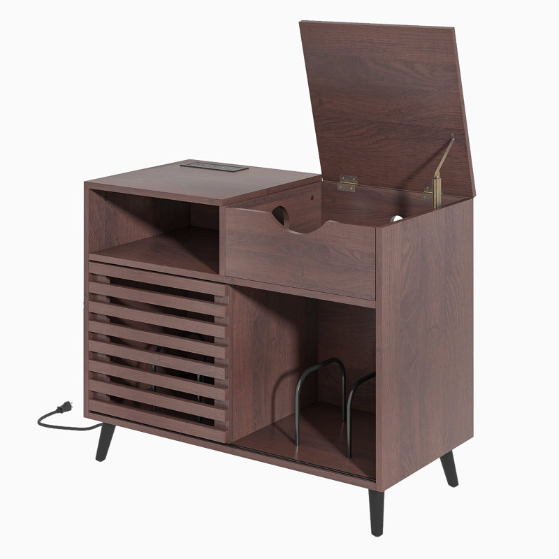 Cabinet de rangement audio pour prises de courant, Noyer