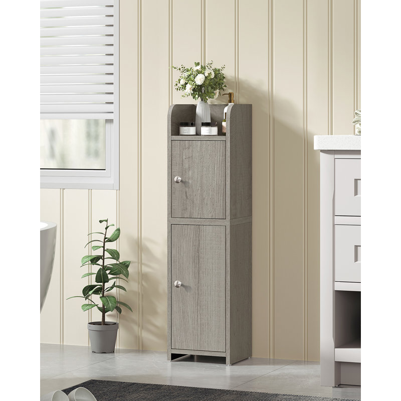 Armoire de salle de bain avec 2 portes et tablette réglable, Gris clair