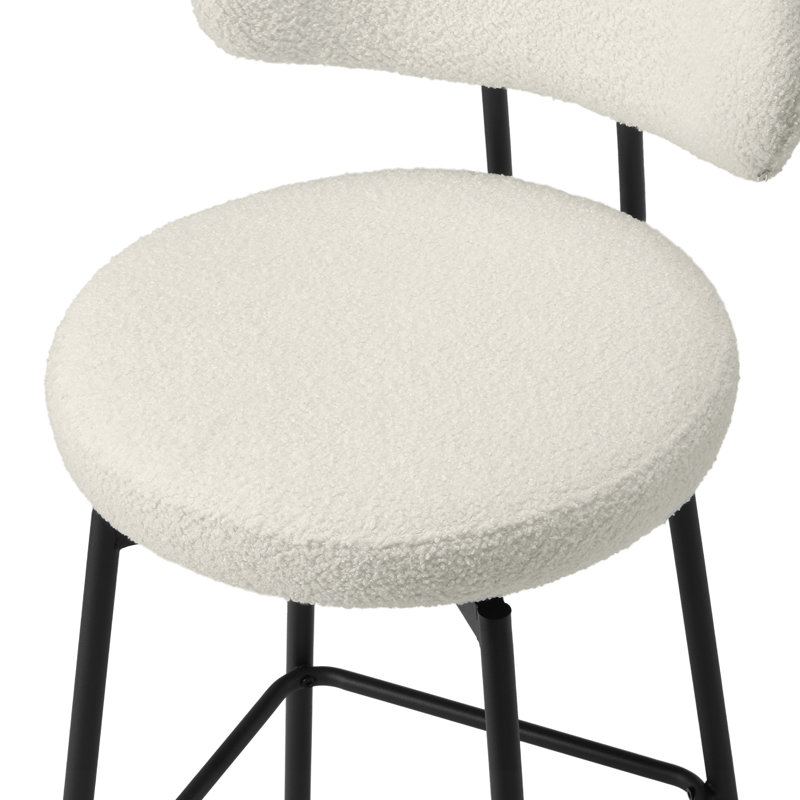 Bayville 27" Faux Shearling Fabric Upholstered Swivel Counter Stool (Set Of 2), Cream
