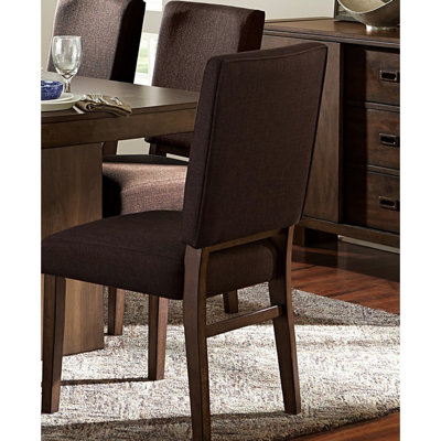 Siège de salle à manger rembourré en tissu brun chocolat, 2 pièces, chaises d'appoint à structure en bois au fini noyer, fabrication