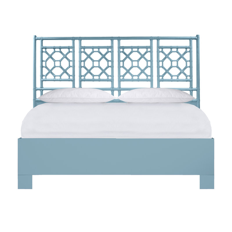 Lattice Back Platform Bed, Full, Pool Blue