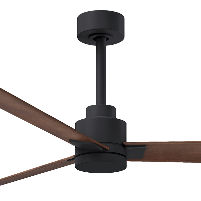 Alessandra Outdoor Downrod Ceiling Fan, Matte Black, Walnut