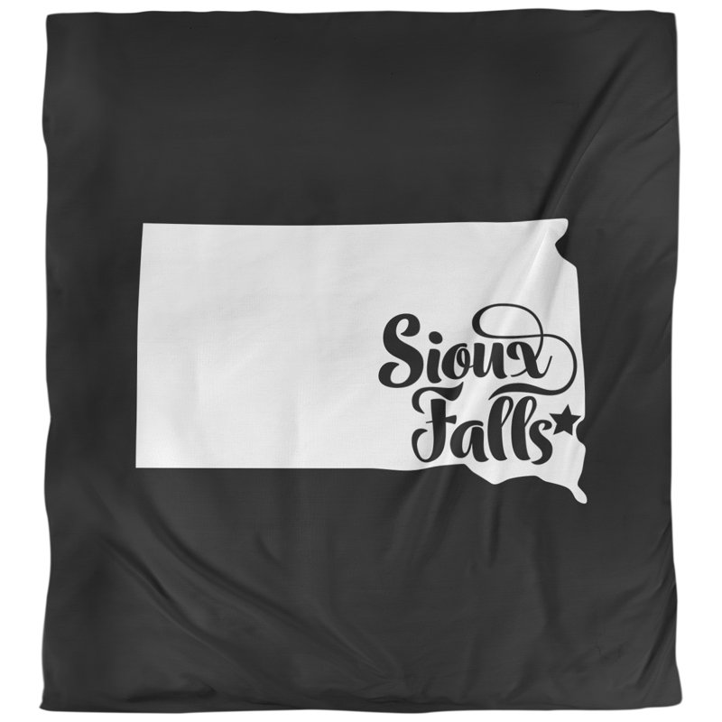 Housse de couette réversible Sioux Falls South Dakota, Housse de couette pour très grand lit, Noir, Microfibre