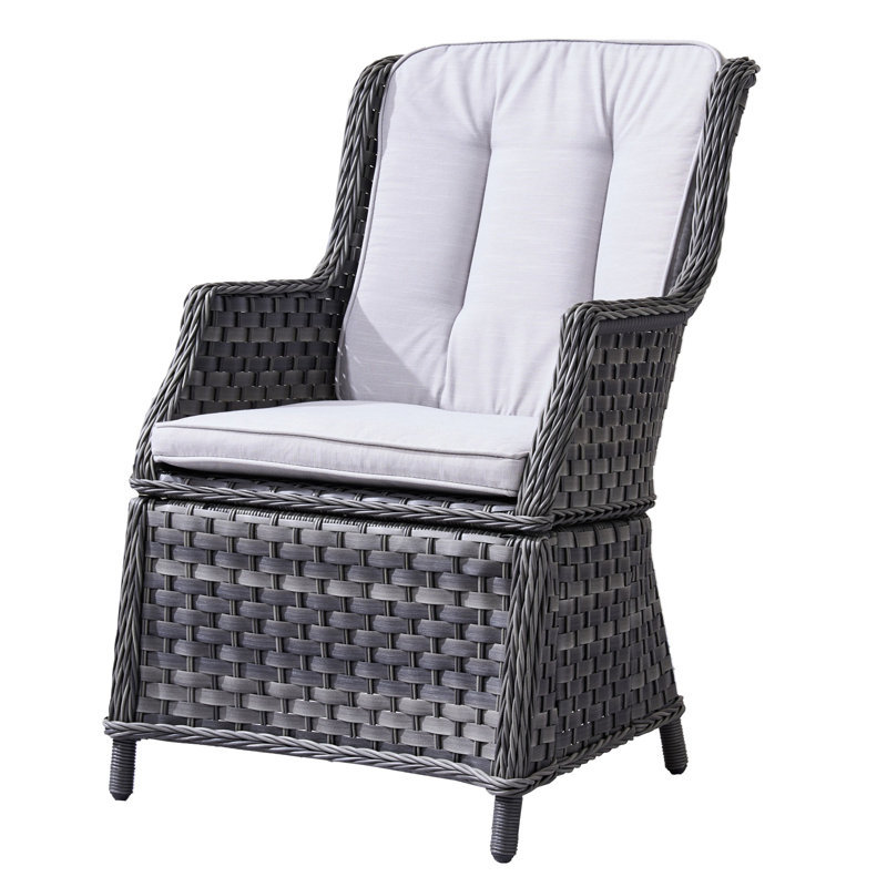 Round Outdoor Dining Set With Cushions, Gray, 6