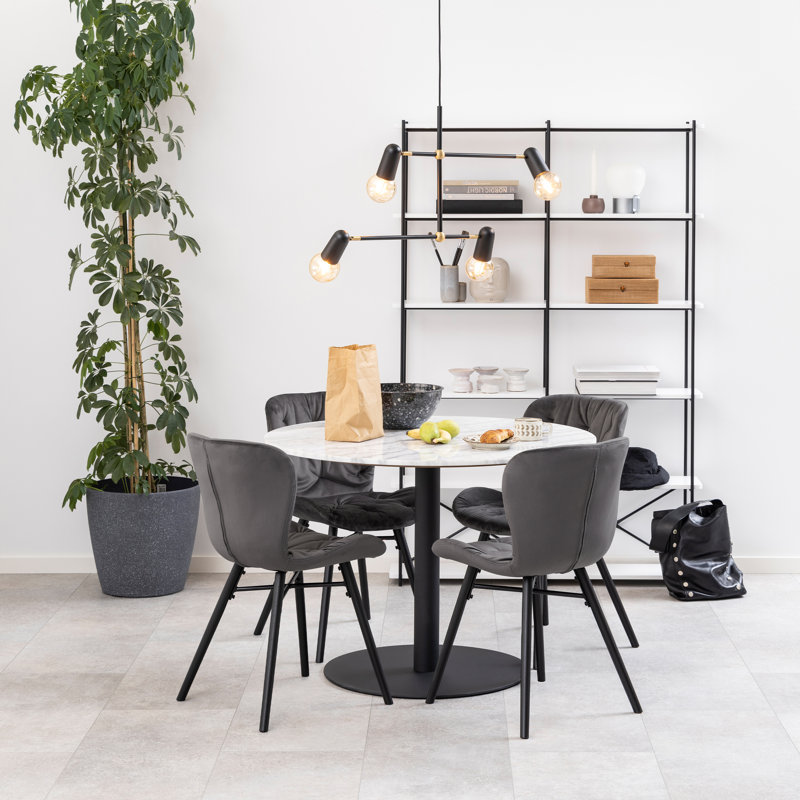 Babram Round Marble Top Metal Base Dining Table