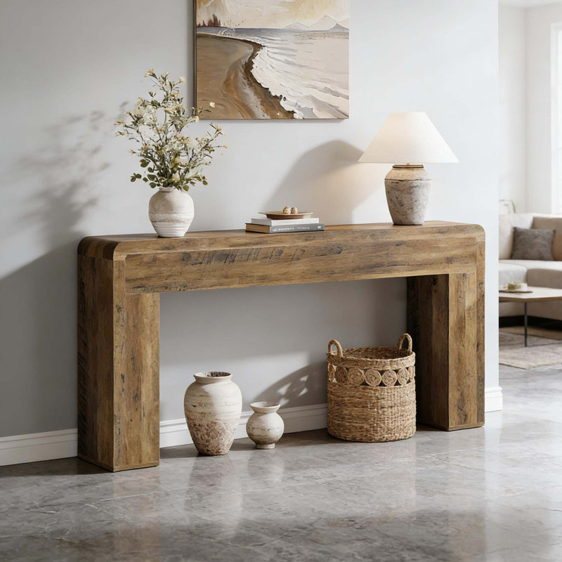 Table d'entrée en bois, console rustique, canapé