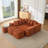 137.5" U Shaped  Sofa , USB & Wireless Charge, Coffee Table Board With a Cup Holder, Oversize Movable Modular Sofa,Movable Footstool,No Assembly,6 Seats,Corduroy,Orange-767511501