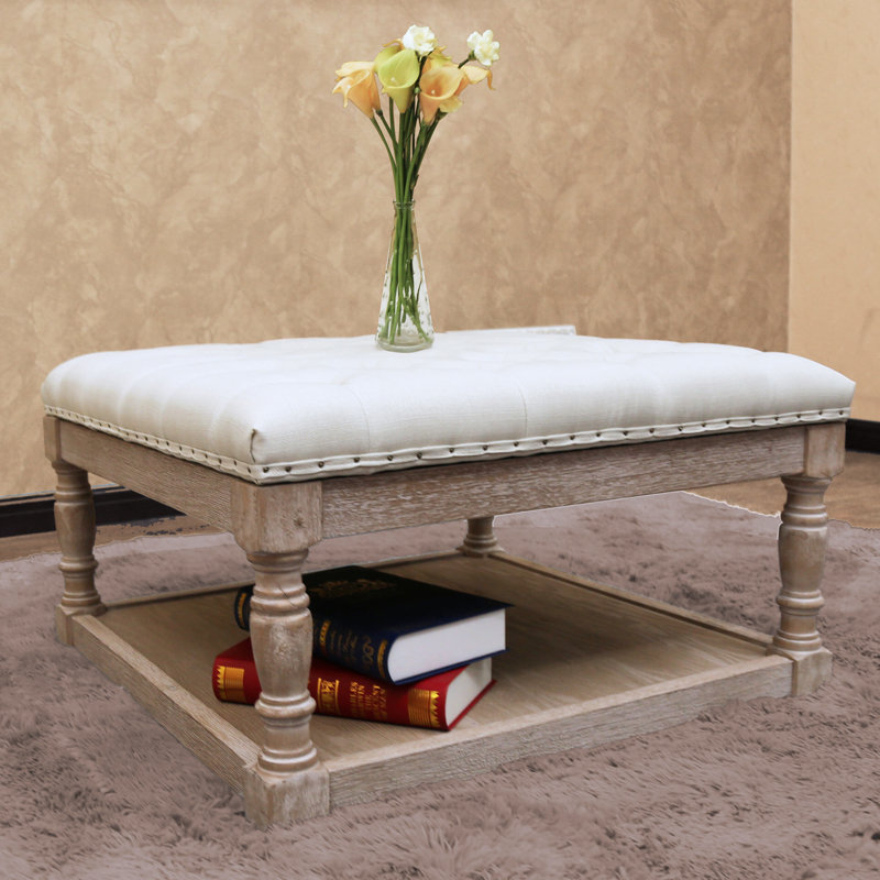 Hammonton Upholstered Ottoman, Cream/Natural