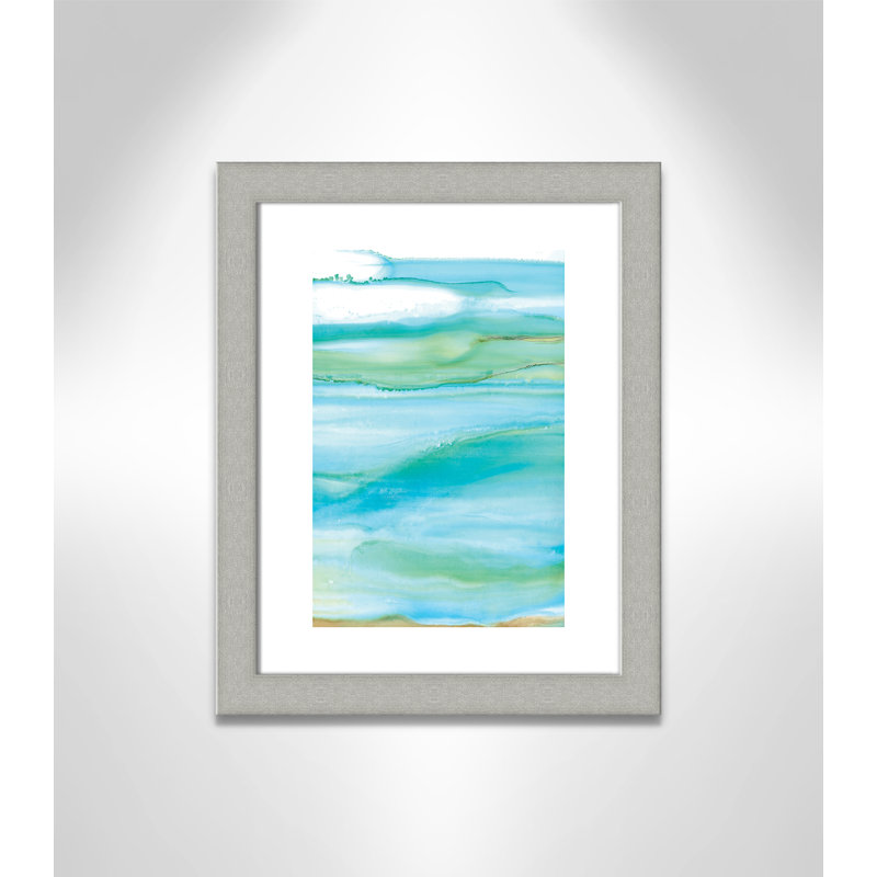Coastal Abstract I - peinture encadrée, H 20,5 po x l 16,5 po x P 1,25 po, Encadrement argent brossé