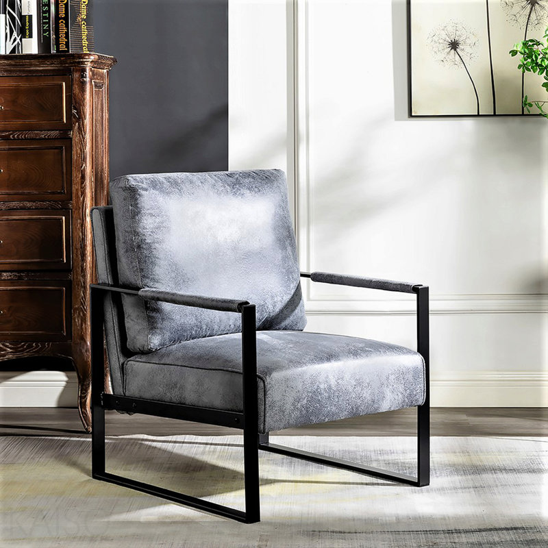Chaise d'appoint Classic Mid Century, Microfibre / microsuède gris