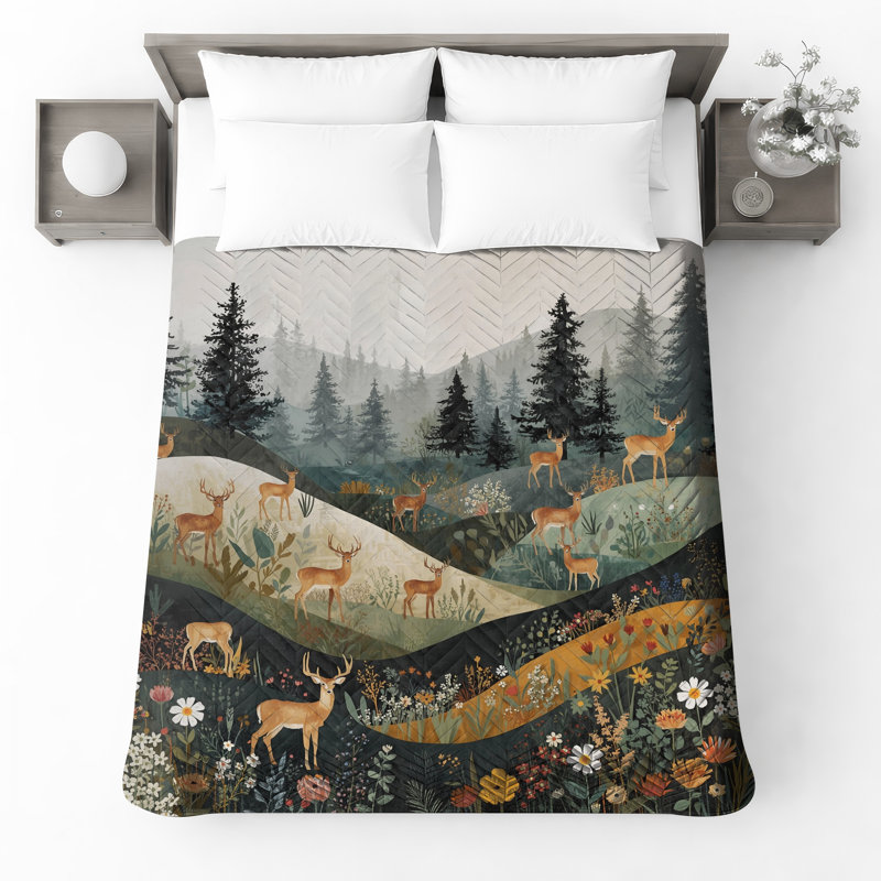 Couvre-lit matelassé Deer In Forest, King