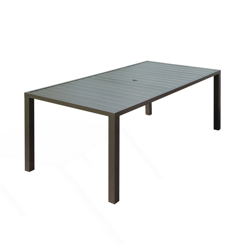 Outdoor Dining Table, Square Slatted Metal Patio Table, Modern Table