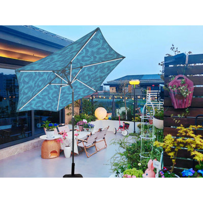 Solar LED Crank Umbrella with Wind Vent and Tilt Function