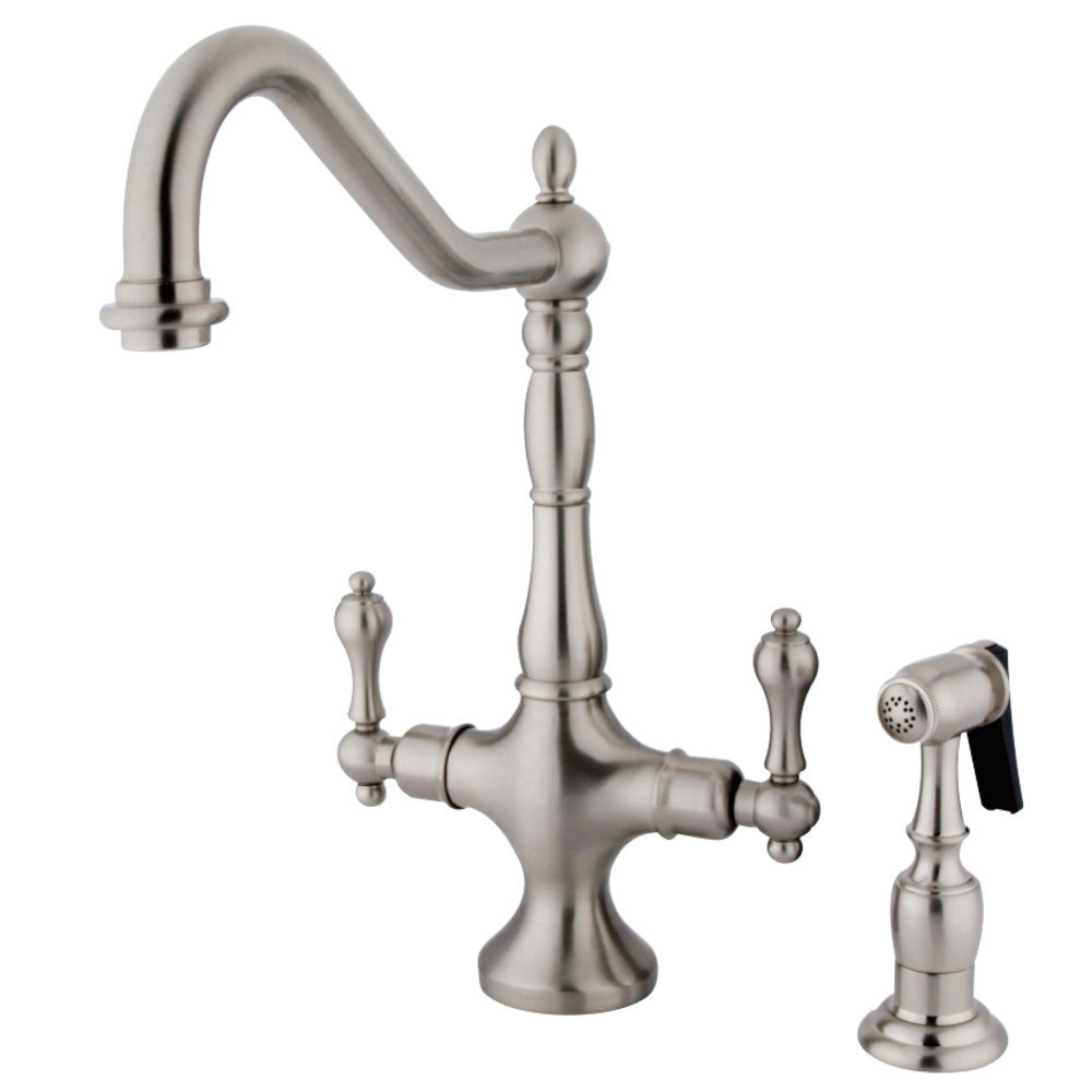 Kingston Brass Heritage Two-Handle Deck Mount Kitchen Faucet Kingston Brass Side 