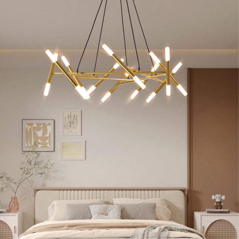 Luminaire lustre 41 po, Doré