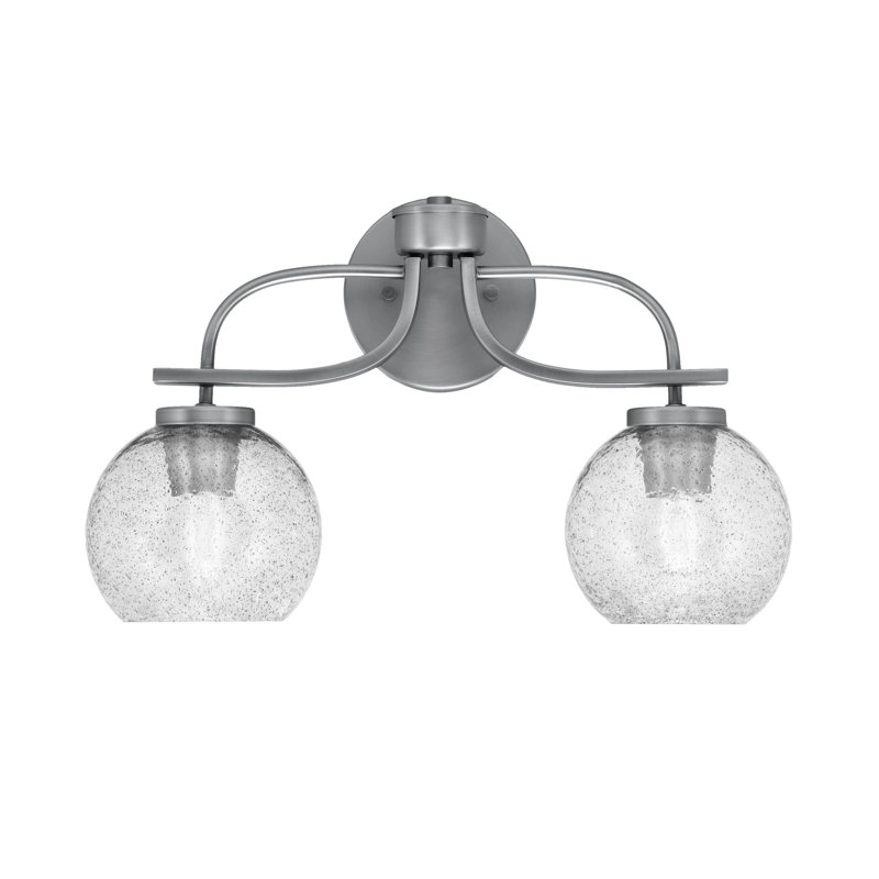 Barre d'éclairage de salle de bain 2 lumières Wynnefield, fini graphite avec verre fumé de 5,75 po