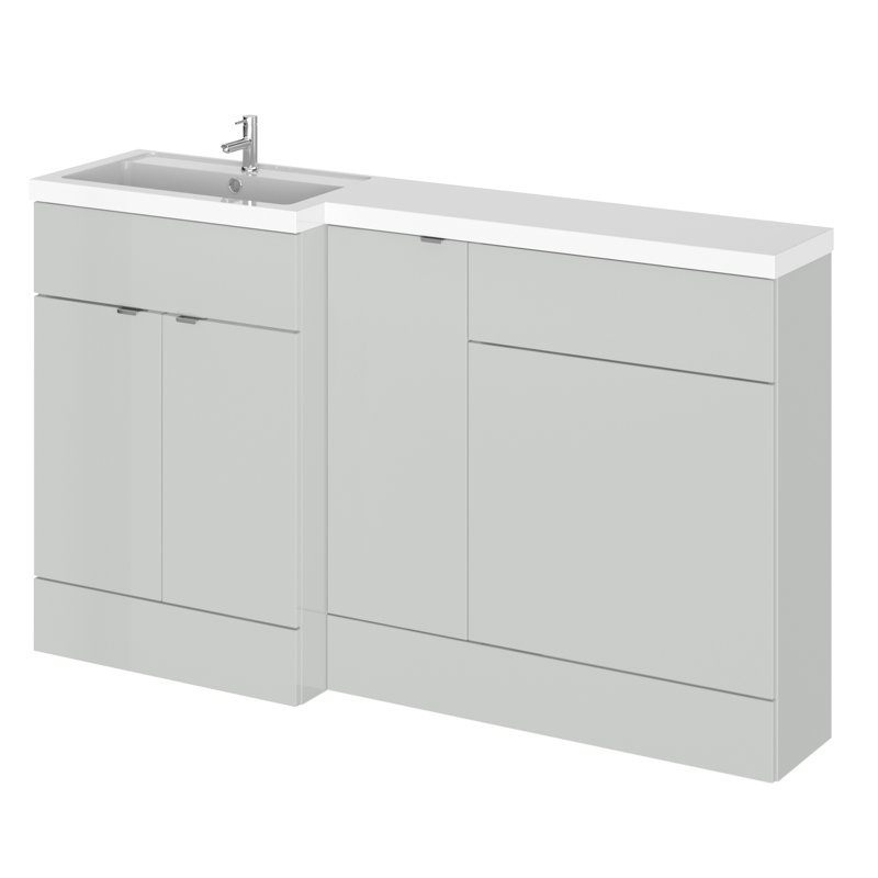 Fusion Fitted Furniture - Gloss White 1505mm Bathroom Vanity with Basin, Left-Handed, Gloss Grey