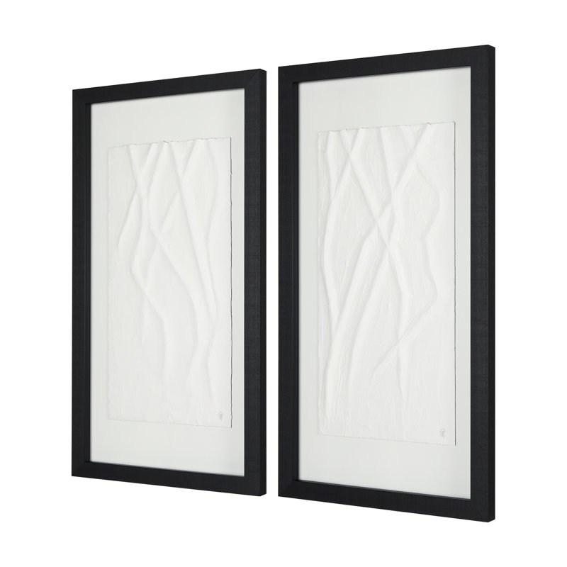 Vignes blanches, une œuvre d'art texturée 3D encadrée à la main sous verre, H 43 po x l 23 po, Vignes blanches II, 2