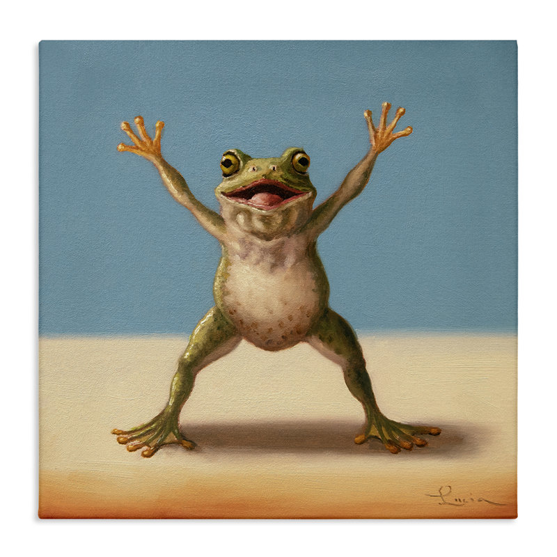 Motif de grenouille, toile par Lucia Heffernan, H 17 po x l 17 po