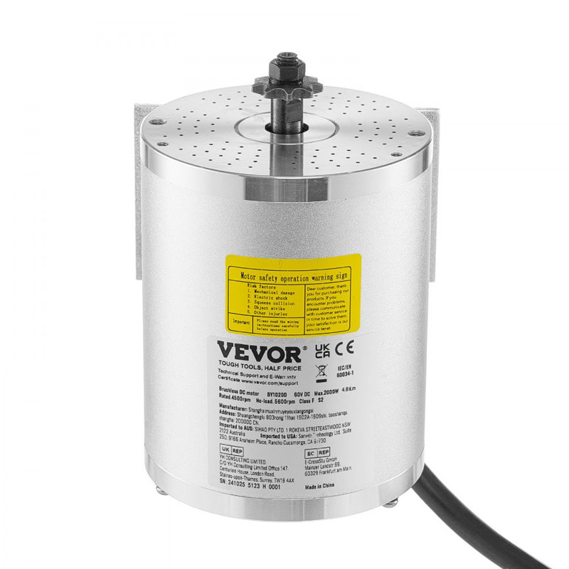 Moteur électrique sans balai 2000W 60V 4500 tr / min avec contrôleur de vitesse amélioré