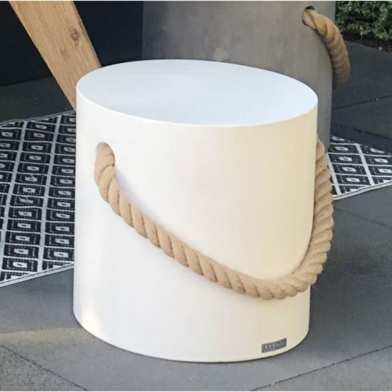 Concrete Outdoor Ottoman, White