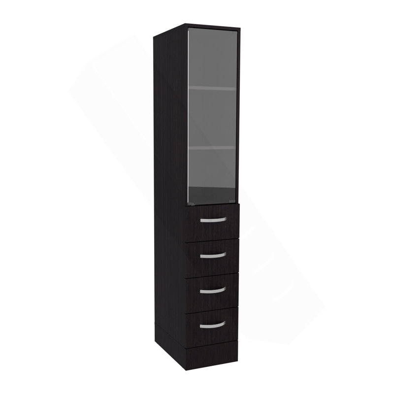 Armoire à linge Vanguard, trois tablettes, quatre tiroirs, noir