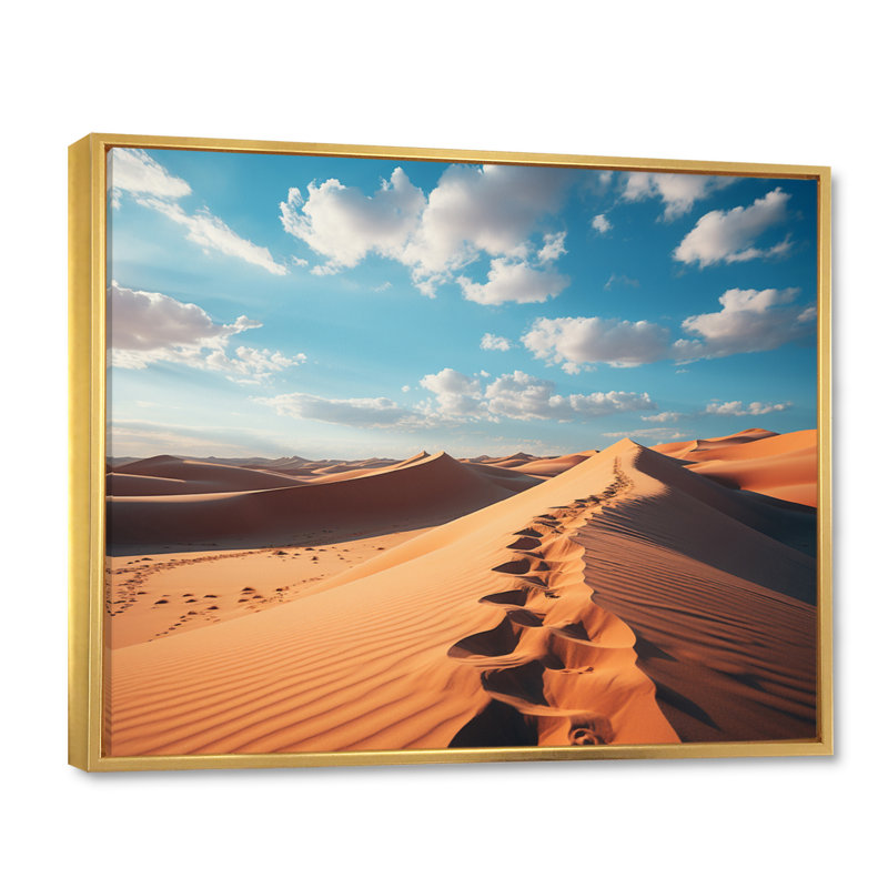 Desert Glamis Sand Dunes III - impression, Cadre flottant doré, H 24 po x l 32 po x P 1 po