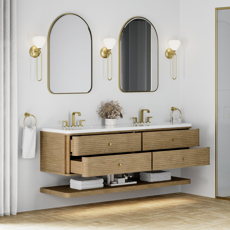 Allamari 72" W Double Vanity, White Zeus Silestone, 8" Widespread, Dune Mist