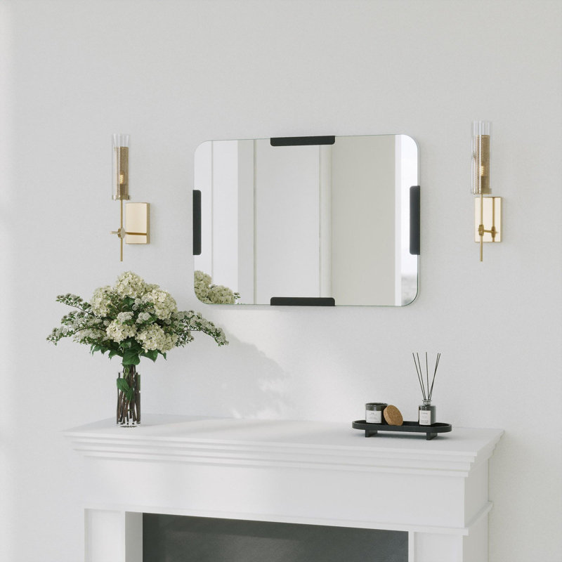 Miroir mural moderne en métal noir, 19,7 po x 27,6 po | Fabrication 100% durable en métal, conception murale facile | Élégante couleur unie pour un décor contemporain, parfaite pour le salon, la salle de bain et le vestibule