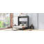 Grand lit escamotable mural avec tablettes, gris