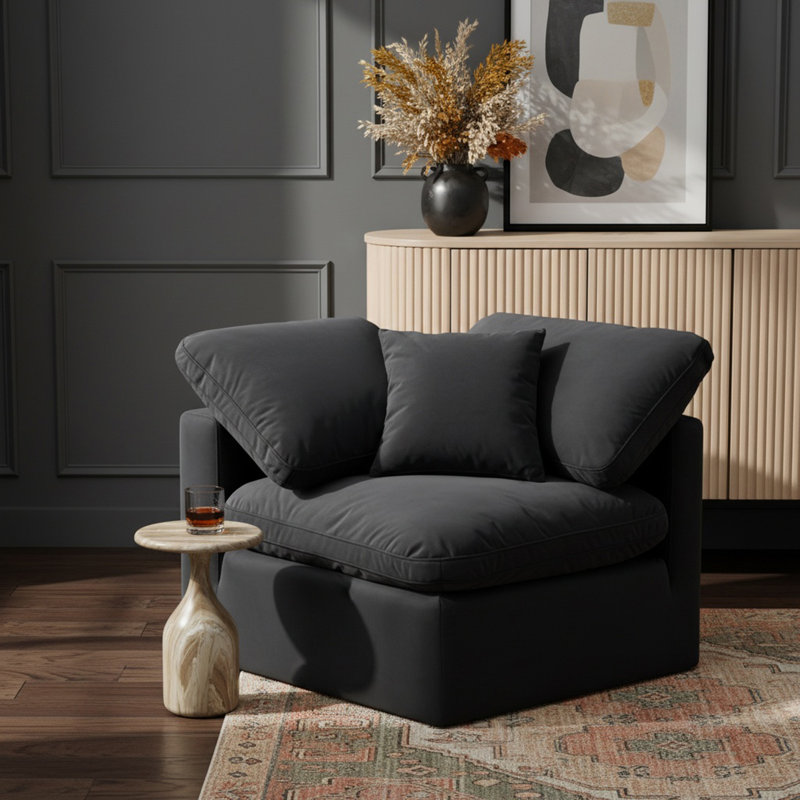 Fauteuil Musheerah, Velours noir