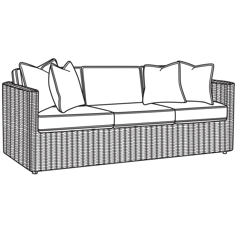 Paradise Bay 3 Over 3 Sofa, Dark Blue Sunbrella; 6345-61